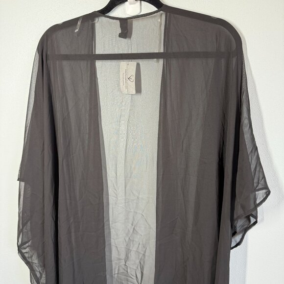 NWT Windsor Womens Sheer Chiffon Kimono Small Black Loose Relaxed Cover Up - Picture 4 of 9
